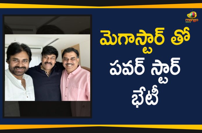Chiru With Pawan at Sye Raa Movie Set, Mango News, nadendla manohar and pawan kalyan meets chiranjeevi, Pawan and Nadendla meets Megastar, Pawan Kalyan And Nadendla Manohar Meets Chiranjeevi, Pawan Kalyan Meets Chiranjeevi at Sye Raa Movie Set, Pawan Kalyan meets Megastar Chiranjeevi