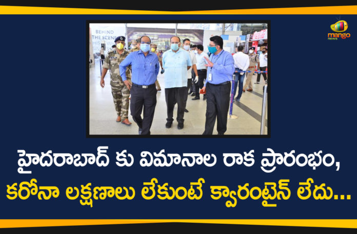 COVID-19 Quarantine, CS inspects airport as 1600 arrive on the first day, CS Somesh Kumar, Hyderabad Airport, Hyderabad Airport Coronavirus, Hyderabad Airport Covid 19, Secretary Somesh Kumar visits Hyderabad Airport, Shamshabad Airport, telangana covid 19 quarantine, Telangana CS Somesh Kumar