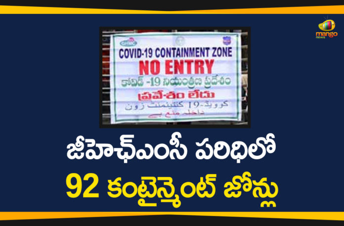 92 Containment Zones in GHMC, Containment Zones, Coronavirus, Coronavirus Breaking News, Coronavirus Latest News, Coronavirus outbreak, COVID-19, GHMC, GHMC Containment Zones, GHMC Containment Zones List, Hyderabad, telangana, Telangana Coronavirus