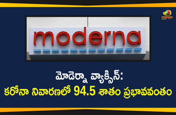 coronavirus vaccine, Coronavirus Vaccine News, Coronavirus Vaccine Updates, COVID-19 vaccine is 94.5% effective, Mango News Telugu, Moderna Announces its Covid-19 Vaccine Found 94.5% effective, Moderna coronavirus vaccine, Moderna COVID-19 vaccine, Moderna reports its COVID-19 vaccine is 94.5% effective, Moderna says its vaccine is 94.5% effective, Moderna vaccine found 94.5% effective