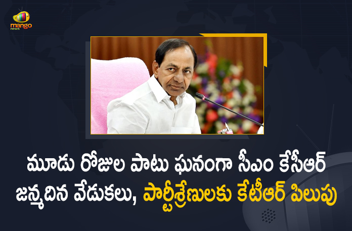CM KCR, CM KCR Birthday, CM KCR Birthday Celebrations, CM KCR Birthday Celebrations held for 3 Days in Grand Manner, KCR Birthday, KCR Birthday Celebrations, KCR Birthday Celebrations held for 3 Days, Mango News, Telangana CM KCR Birthday, TRS Leaders Celebrate KCR’s Birthday, TRS Working President KTR