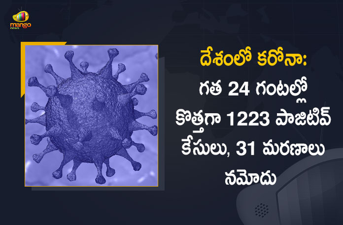 India Records 1223 New Covid-19 Cases 31 Deaths in Last 24 Hours, India, 1223 New Covid-19 Positive Cases, 31 Deaths Reported, 1223 Positive Cases, India Covid-19, 31 Deaths Reported on March 29th, 1223 New Covid-19 Positive Cases and 31 Deaths Reported In India, 1223 New Covid-19 Cases 31 Deaths in Last 24 Hours In India, Covid-19 Updates of India 1223 Positive Cases 31 Deaths Reported on March 29th, India Covid-19 Updates 1223 Positive Cases 31 Deaths Reported on March 29th, 1223 new Covid-19 cases, 1223 new Covid-19 cases In India, 31 Deaths In India, India Covid-19 Updates, India Covid-19 Live Updates, India Covid-19 Latest Updates, Coronavirus, coronavirus India, Coronavirus Updates, COVID-19, COVID-19 Live Updates, Covid-19 New Updates, Mango News, Mango News Telugu, Omicron Cases, Omicron, Update on Omicron, Omicron covid variant, Omicron variant, 1223 Positive Cases, India Department of Health, India coronavirus, India coronavirus News, India coronavirus Live Updates,