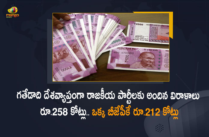 India Political Parties Received Rs 258.43 Crore Donation From Electoral Trusts in 2021 Majority Share For BJP, Political parties received Rs 258.43 Crore Donation From Electoral Trusts, Electoral Trusts in 2021 Majority Share For BJP, 7 electoral trusts received Rs 258 cr in donation From India Political Parties, BJP received Rs 212.05 crore of total donations, Seven Electoral Trusts, even Electoral Trusts which have declared receiving contributions during FY 2020-21, Seven electoral trusts received a total amount of Rs 258.49 crore from corporates and individuals, Seven electoral trusts, India Political Parties, Majority Share For BJP From Electoral Trusts in 2021, 2021 Electoral Trusts, FY 2020-21 Seven Electoral Trusts, Electoral Trusts News, Electoral Trusts Latest News, Electoral Trusts Latest Updates, Electoral Trusts Live Updates, Mango News, Mango News Telugu,