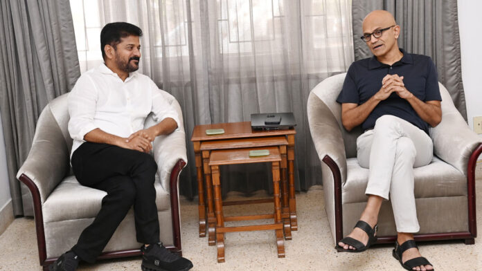 A New Era For Telangana IT What Came Out Of CM Revanth Reddy And Satya Nadellas Talks, A New Era For Telangana IT, CM Revanth Reddy And Satya Nadellas Talks, CM Revanth Reddy And Satya Nadella Meeting, Mircosoft, AI And Cloud Computing, Microsoft In Hyderabad, Revanth Reddy Meeting, Satya Nadella Visit, Telangana Investments, Hyderabad Live Updates, Latest Hyderabad News, Telangana, TS Politics, TS Live Updates, Political News, Mango News, Mango News Telugu