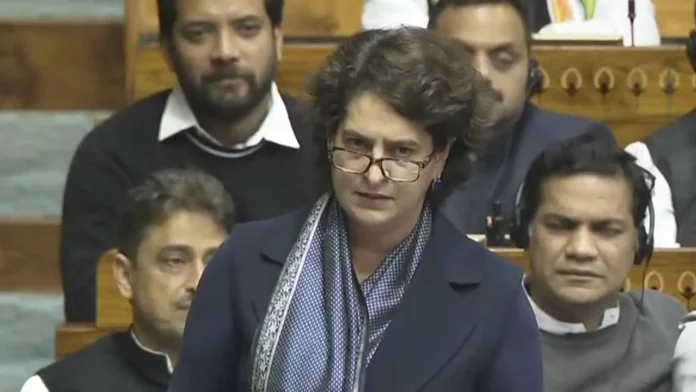 Priyanka Gandhis Fiery Speech In Parliament Attacking The Constitution Betting The Nations Wealth, Priyanka Gandhi Fiery Speech, Fiery Speech In Parliament, Nations Wealth, Adani Controversy, Constitution Debate, Opposition Vs Nda, Parliament Speech, Priyanka Gandhi, Winter Parlamentary Sessions, One Nation One Election Bill, One Election Bill, Parlament Meetings, Winter Sessions, Parlament, National News, India, Congress, BJP, PM Modi, Live Updates, Breaking News, Live News, Mango News, Mango News Telugu