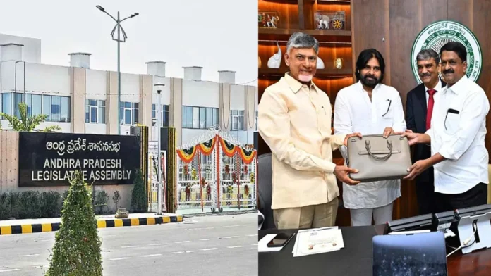 AP Government Presents ₹3-22 Lakh Crore Budget For 2025-26, 2025-26 AP Budget, AP Budget, Agriculture Funds, Andhra Pradesh Assembly, AP Budget 2025-26, Polavaram Project, Welfare Schemes, Andhra Pradesh, AP Live Updates, AP Politics, Telangana, TS Live Updates, Political News, Live Updates, Breaking News, Headlines, Live News, Mango News, Mango News Telugu