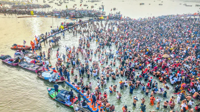 Crores Of Devotees Take Holy Dip Amid Tight Security At Maha Kumbh Mela, Crores Of Devotees Take Holy Dip, Tight Security At Maha Kumbh Mela, Maha Kumbh Mela Tight Security, Crores Of Devotees Take Holy Dip At Maha Kumbh Mela, Devotees, Holy Dip, Kumbh Mela 2025, Maha Kumbh Mela, Naga Saints, Prayagraj, Kumbh Mela, Kumbh Mela A Grand Festival, Maha Kumbh Mela Prayagraj 2025, Maha Kumbh Mela 2025,Ganga, Godavari, Kaveri, Prayagraj, Tungabhadra, Yamuna, India, National News, Live Updates, Breaking News, Headlines, Live News, Mango News, Mango News Telugu