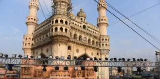 Charminar's Shingles Have Blown Off Again At The Same Place Where Repairs Were Undertaken,Bhagya Laxmi Temple,Charminar,Charminar’s shingles have blown off again,Hyderabad,Merqury Hotle,Charminar News,Charminar Latest News,Hyderabad News,Hyderabad Latest News,Telangana,Telangana News,Telangana Latest News,Heavy rains,Hyderabad rains,Telangana rains,Charminar's Ornamental Piece Falls,Portion Of Hyderabad’s Charminar Collapses,Heavy Rains In Hyderabad,Portion Of Hyderabad’s Charminar Collapses After Heavy Rains,Charminar Minaret Plaster Falls Amid Heavy Rain,Charminar Damaged By Hyderabad Rains,Portion Of Charminar Minaret Breaks Off