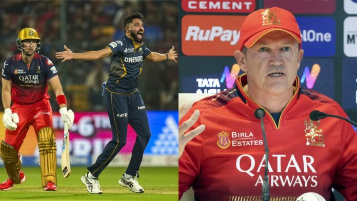 RCB Suffers Defeat Coach Flower Reacts To Siraj's Performance,Gujarat Titans, ipl 2024, Mohammed Siraj, RCB, Virat Kohli Injury,IPL 2025 match result,Mango News,Mango News Telugu,IPL 2025,IPL 2025 News,IPL 2025 Live,IPL,Cricket,Cricket Score,Cricket Score Live,Virat Kohli,Virat Kohli News,Virat Kohli Latest News,Siraj,RCB Latest News,RCB News,Siraj Performance,Gujarat Titans Score