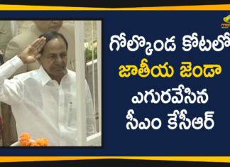 #KCR, Anjani Kumar, Chief Minister of Telangana, Commissioner of Hyderabad, Golconda, Golconda Fort, Independence Day 2019, Independence Day Celebrations, K Chandrashekar Rao, KCR Hoists National Flag, KCR Hoists National Flag In Telangana, Mango News, National Flag, Ramdev Guda, Secunderabad Parade Ground, telangana, Telangana Rashtra Samithi, TRS