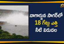 Mango News Telugu, Nagarjuna Sagar 18 Gates Lifted, Nagarjuna Sagar 18 Gates Lifted Again, Nagarjuna Sagar 18 Gates Lifted Again To Discharge Huge Flood, Nagarjuna Sagar 18 Gates Lifted To Discharge Huge Flood, Political Updates 2019, telangana, Telangana Breaking News, Telangana Political Live Updates, Telangana Political Updates, Telangana Political Updates 2019
