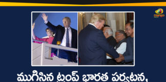 America President Donald Trump, Donald Trump, Donald Trump Concludes India Visit, Donald Trump India Visit, Donald Trump Live News, first lady melania trump, Mango News Telugu, PM Modi, US President Donald Trump