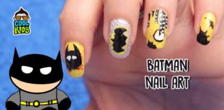 Batman Nail Art,BATMAN,nails,art,CARTOON,character,tutorials,#DIY,#CoolKids,kids,girls,boys,superhero,haloween,fictional,comic,book,brush,tools,dotting tool,nailart tools,dc comics,color,black,White,yellow,I'm Batman,Glossy Nails,Gotham city,pretty,design,easy,simple,home