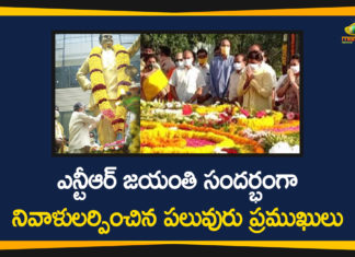Celebrities Pay Tribute NTR Birth Anniversary, Celebrities Pay Tribute to NTR, Mango News Telugu, N T Rama Rao 98th Birthday Anniversary, NTR, NTR 98th Birthday Anniversary, NTR Birth Anniversary, Tollywood Updates, Tributes paid to NTR on birth anniversary