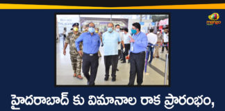 COVID-19 Quarantine, CS inspects airport as 1600 arrive on the first day, CS Somesh Kumar, Hyderabad Airport, Hyderabad Airport Coronavirus, Hyderabad Airport Covid 19, Secretary Somesh Kumar visits Hyderabad Airport, Shamshabad Airport, telangana covid 19 quarantine, Telangana CS Somesh Kumar