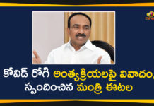 Covid Patient Cremation Controversy, Covid Patient Cremation Controversy Telangana, Covid Patient Cremation Issue, Etala Rajender, Health Minister Etala Rajender, Minister Etala Rajender, telangana, Telangana Coronavirus, Telangana Coronavirus Deaths, Telangana Health Minister Etala Rajender