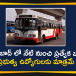 Mango News Telugu, Special Buses For Govt Employees Travel, Special Buses In Hyderabad For Govt Employees, Special Buses In Hyderabad For Govt Employees Travel, Telangana Govt, Telangana Govt Permits Special Buses, Telangana Govt Permits Special Buses In Hyderabad, Telangana RTC Buses, TSRTC