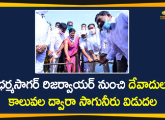 Devadula Canals, Devadula water, Dharmasagar, Dharmasagar Reservior, Errabelli Dayakar Rao, Minister Errabelli, Minister Errabelli Dayakar Rao, Minister Errabelli Releases Water From Dharmasagar Reservior, telangana, Telangana News Today, Water From Dharmasagar Reservior to Devadula Canals