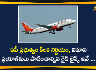 AP Domestic Flight Services, AP Govt Releases Guidelines, AP Resumption of Domestic Flight Services, Corona Outbreak, Domestic Flight Services, Guidelines over Resumption of Domestic Flight Services, Resumption of Domestic Flight Services