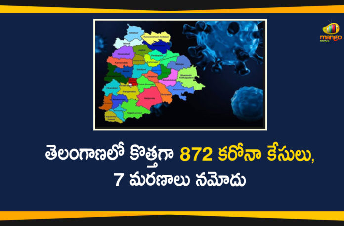 872 New Positive Cases In Telangana, Coronavirus, Coronavirus Breaking News, Coronavirus Latest News, COVID-19, telangana, Telangana Coronavirus, Telangana Coronavirus Cases, Telangana Coronavirus Deaths, Telangana Coronavirus New Cases, Telangana Coronavirus News, Telangana New Positive Cases
