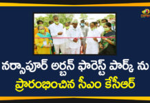 #KCR, 6th Phase Haritha Haram, 6th Phase Haritha Haram Programme, Haritha Haram, Haritha Haram Program, Haritha Haram Program in Telangana, Haritha Haram Programme, KCR Inaugurated Narsapur Urban Forest Park, KCR Started 6th Phase Haritha Haram, Narsapur Urban Forest Park, Telangana CM KCR, Telanganaku Haritha Haram Programme