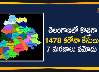 తెలంగాణలో కొత్తగా 1478 కరోనా కేసులు, 7 మరణాలు నమోదు Telangana Corona Updates, Coronavirus, Coronavirus Breaking News, Coronavirus Latest News, COVID-19, telangana, Telangana Coronavirus, Telangana Coronavirus Cases, Telangana Coronavirus Deaths, Telangana Coronavirus New Cases, Telangana Coronavirus News, Telangana New Positive Cases, Total COVID 19 Cases