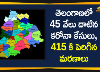 తెలంగాణలో 45 వేలు దాటిన కరోనా కేసులు, 415 కి పెరిగిన మరణాలు Coronavirus, Coronavirus Breaking News, Coronavirus Latest News, COVID-19, telangana, Telangana Coronavirus, Telangana Coronavirus Cases, Telangana Coronavirus Deaths, Telangana Coronavirus New Cases, Telangana Coronavirus News, Telangana New Positive Cases, Total COVID 19 Cases