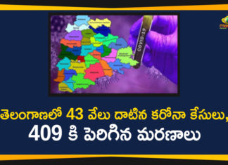 తెలంగాణలో 43 వేలు దాటిన కరోనా కేసులు, 409 కి పెరిగిన మరణాలు Coronavirus, Coronavirus Breaking News, COVID-19, telangana, Telangana Corona Updates, Telangana Coronavirus, Telangana Coronavirus Cases, Telangana Coronavirus Deaths, Telangana Coronavirus New Cases, Telangana Coronavirus News, Telangana New Positive Cases