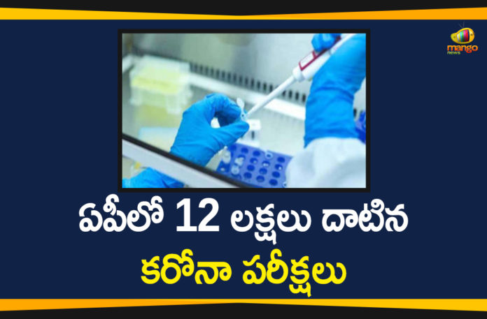 Andhra Pradesh, ap corona tests, AP Coronavirus, AP COVID 19 Cases, AP Total Positive Cases, Corona Tests Crosses 12 Lakhs, Corona Tests Crosses 12 Lakhs In AP, corona tests in ap, Coronavirus, Coronavirus Latest News, COVID-19, Covid-19 in AP