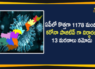 ఏపీలో కొత్తగా 1178 మందికి కరోనా పాజిటివ్ గా నిర్ధారణ, 13 మరణాలు నమోదు andhra pradesh, AP Corona Positive Cases, AP Coronavirus, AP COVID 19 Cases, AP Total Positive Cases, Coronavirus, Coronavirus Breaking News, coronavirus latest news, Coronavirus live updates, COVID-19, Total Corona Cases In AP