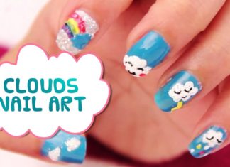 Nail Arts,nails,Rainbow,color,Cute,clouds,tutorials,easy,simple,Nail Color,Glitter,diy,nail art videos,Striped Rainbow,Rainbow nail art,pretty,cool,Epic,awesome,FUNKY,shiny,glossy,colors,blue,yellow,rainbow art designs,french nails,Fun,short nails