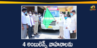 Ambulance, Errabelli, Errabelli Dayakar Rao, Errabelli Dayakar Rao Started 4 Ambulance Vehicles, Gift a Smile, gift a smile ambulance, Gift A Smile campaign, KTR Gift A Smile Program, KTR on Gift A Smile Program, Minister Errabelli Dayakar Rao, telangana