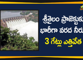 Srisailam Project: 3 Gates Lifted to Discharge Huge Flood Water