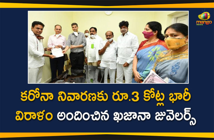 Khazana Jewellers, Khazana Jewellers Donates 3 Crores to Fight Coronavirus, Khazana Jewellers donates 3 crores to fight Covid, Khazana Jewellers Donates Rs.3 Crores to Telangana Govt, Khazana Jewellery donates Rs 3 crore for Covid care, khazana jewellery donation, khazana jewellery donation to telangana govt