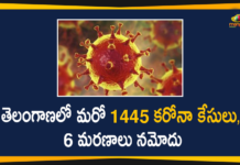 తెలంగాణలో మరో 1445 కరోనా కేసులు, 6 మరణాలు నమోదు Coronavirus, COVID-19, Covid-19 Updates in Telangana, telangana corona district wise cases, telangana coronavirus cases district wise, telangana coronavirus cases today, telangana coronavirus cases today district wise, telangana coronavirus district wise, telangana coronavirus district wise List, Telangana Coronavirus News, telangana covid cases today bulletin, telangana covid cases today list