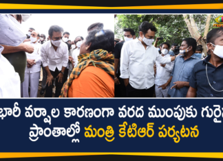 Minister KTR Visits Flood Affected Areas, Heavy Rains In Hyderabad, Heavy rains lash Hyderabad, Hyderabad Rain Today, Hyderabad Rains, Hyderabad Rains news, Hyderabad records highest rainfall, Hyderabad Records Highest Rainfall in Last 24 Hours, Minister KTR, Minister KTR Review on Relief Measures, Telangana rains, telangana rains news, telangana rains updates