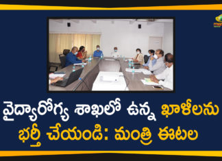 Etala Rajender Directed Officials to Recruit Vacancies in Health Department, Health Minister Etala Rajender, Minister Etala Rajender, Recruit Vacancies in Health Department, Telangana Health Minister Etala Rajender, Vacancies in Health Department