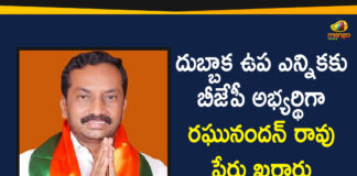 BJP Announces M Raghunandan Rao As a Candidate for Dubbaka, Dubbaka By election, M Raghunandan Rao