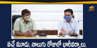 Heavy Rains In Hyderabad, Hyderabad Rains, Hyderabad Rains news, IBF Announces Orange Alert For Rain In Hyderabad, IBF Announces Orange Alert In Hyderabad, KTR, Minister KTR, Minister KTR Asks All officers to be on High Alert, Rains In Hyderabad, telangana, Telangana rains, telangana rains news, telangana rains updates