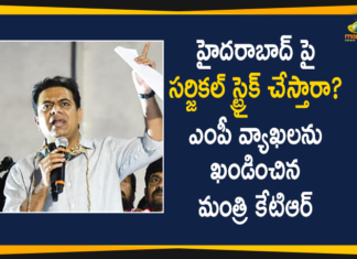 BJP Comments On TRS, GHMC, GHMC Elections, GHMC Elections 2020, GHMC Elections Latest News, GHMC Elections News, GHMC Elections Updates, Greater Hyderabad Municipal Corporation, KTR Responds over Surgical Strikes Comments, Mango News, Minister KTR Responds, MP Bandi Sanjay Surgical, MP Bandi Sanjay Surgical Strikes Comments