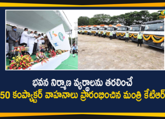50 Compactor Vehicles, 50 Compactor Vehicles at Necklace Road, Hyderabad Necklace Road, KTR, KTR Launches 50 Compactor Vehicles at Necklace Road, Manog News Telugu, Minister KTR, Minister KTR Latest News, Minister KTR Launches 50 Compactor Vehicles at Necklace Road, Necklace Roa, Necklace Road, Telangana Minister KTR, Telangana News