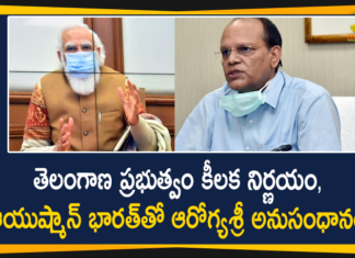 Telangana Govt Decided to Dovetail Aarogyasri with Ayushman Bharat Scheme,Mango News,Mango News Telugu,Telangana Dovetails Aarogyasri With Ayushman Bharat,Telangana Nod For Ayushman Bharat,To Be Dovetailed To Aarogyasri,Telangana To Adopt Ayushman Bharat Scheme,Hyderabad,Ayushman Bharat Scheme,Telangana Dovetails Arogyasri With Ayushman Bharat,Telangana Chief Minister K Chandrashekar Rao,Telangana Dovetail Aarogyasri With Ayushman Bharat Scheme,Telangana,Telangana News,Telangana Govt,Dovetail Aarogyasri with Ayushman Bharat Scheme,Ayushman Bharat Scheme News,Aarogyasri,Telangana Govt Latest News