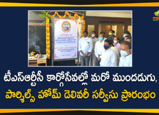 TSRTC Cargo Parcels Home Delivery Services Started In Twin Cities,TSRTC Introduces Home Delivery Of Parcels,Hyderabad,TSRTC Launched The Parcel Service,Wheeling Out Of Crisis RTC Rolls Out Door Delivery Of Parcels,Minister Puvvada Ajay,TSRTC Cargo Parcels,TSRTC Cargo Parcels Home Delivery Services,Home Delivery Services Started in Twin Cities,Home Delivery Services,TSRTC Cargo Parcels Home Delivery Services In Hyderabad,TSRTC Launches Cargo Services,TSRTC Launches Home Delivery Of Parcels,TSRTC Launches Home Delivery Services in Hyderabad,Mango News,mango News Telugu,TSRTC,TSRTC Latest News