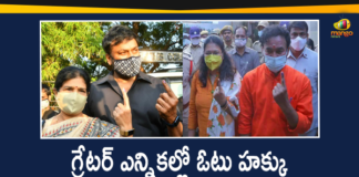 Political Leaders and Cinema Celebrities Cast their Vote in GHMC Elections