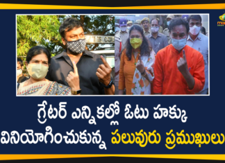 Political Leaders and Cinema Celebrities Cast their Vote in GHMC Elections