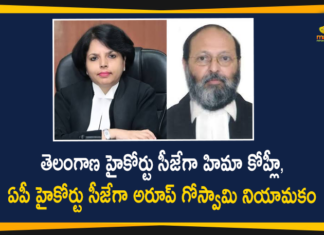 Justice Hima Kohli Appointed As Telangana CJ and Justice Arup Goswami Appointed As AP CJ,Justice Arup Kumar Goswami,Telangana High Court Chief Justice,AP And Telangana High Court Chief,Telangana News,Justice Arup Kumar Goswami As AP Highcourt New CJ,Justice Hima Kohli Appointed Chief Justice Of Telangana,KCR On Telangana High Court Justice,Arup Kumar Goswami New CJ Of Ap High Court,Jagan On AP High Court Chief Justice,High Court Chief Justice,Mango News,Mango News Telugu,Transfers Of AP And Telangana States High Court CJs,AP And Telangana States High Court CJs,Arup Kumar Goswami,New CJ Of AP High Court,New CJ Of Telangana High Court,Arup Kumar Goswami New CJ Of AP High Court,Hima Kohli New CJ Of Telangana Hc