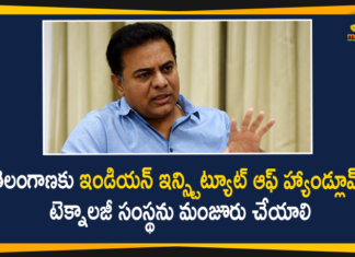 Minister KTR Write To Smriti Irani on Allocation of Funds for Handloom and Textile Industry,Sanction Funds For Telangana Textiles,KTR Asks Smriti,Telangana Seeks Central Funds For Textile Park,Telangana Seeks Funds From Centre For Handlooms,Textiles,Telangana Seeks Funds From Centre,KTR Seeks Centre Aid To Develop Handlooms And Textiles In Telangana,Telangana Seeks Funds From Centre For Handlooms And Textiles,Telangana Seeks Central Funds For Textile Park,Telangana Seeks Funds From Centre To Develop Handloom Sector,Textile Park,Mango News,Mango News Telugu,KTR,Minister KTR,Handlooms,Textiles,Telangana,Handloom and Textile Industry,Smriti Irani,Minister KTR News