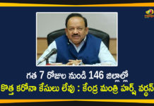 గత 7 రోజుల నుండి 146 జిల్లాల్లో కొత్త కరోనా కేసులు లేవు : కేంద్ర మంత్రి హర్ష్ వర్ధన్ 146 Districts have No New Corona Positive Cases, Coronavirus Cases, coronavirus cases india, coronavirus india, coronavirus india live updates, Coronavirus India News LIVE Updates, COVID-19 pandemic in India, Dr Harsh Vardhan, Health Minister Harsh Vardhan, India Coronavirus, India Covid-19 Updates, Mango News, New Corona Positive Cases, total corona cases in india today