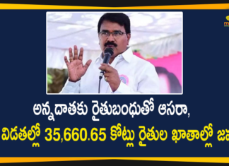 మూడేళ్లలో ఒక్కో ఎకరానికి రూ.28 వేల రైతుబంధు నగదు, 6 విడతల్లో 35,660.65 కోట్లు Agriculture Minister Singireddy Niranjan Reddy, Funds for Rythu Bandhu Scheme, Mango News Telugu, Minister Singireddy Niranjan Reddy, Rythu Bandhu, Rythu Bandhu Distribution, Rythu Bandhu Funds Allocation, Rythu Bandhu Latest Update, Rythu Bandhu Money, Rythu Bandhu Money Distribution, Rythu Bandhu Scheme, Rythu Bandhu Scheme and Funds Allocation, Rythu Bandhu Scheme Latest News, Telangana Minister Singireddy Niranjan Reddy, Telangana Rythu Bandhu Status