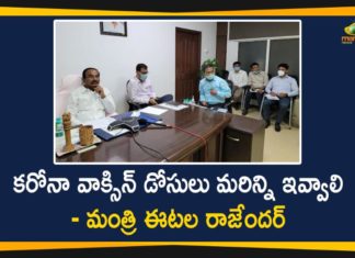 coronavirus vaccine distribution, COVID 19 Vaccine, Covid-19 Vaccination Distribution, Covid-19 Vaccination Drive, Covid-19 Vaccine Distribution, Covid-19 Vaccine Distribution News, Covid-19 Vaccine Distribution updates, Distribution For Covid-19 Vaccine, Mango News, Minister Eatala Rajender, Minister Eatala Rajender Participated in Video Conference, na Corona Vaccination Drive, telangana government, Vaccine Distribution, Video Conference held by Union Minister for Health